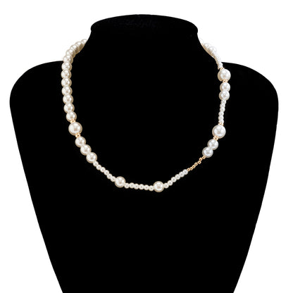 handmade asymmetric faux pearl beaded choker necklace, men’s beaded necklaces, faux pearl bead necklace, bead necklace women’s, glass bead necklace, handmade necklaces