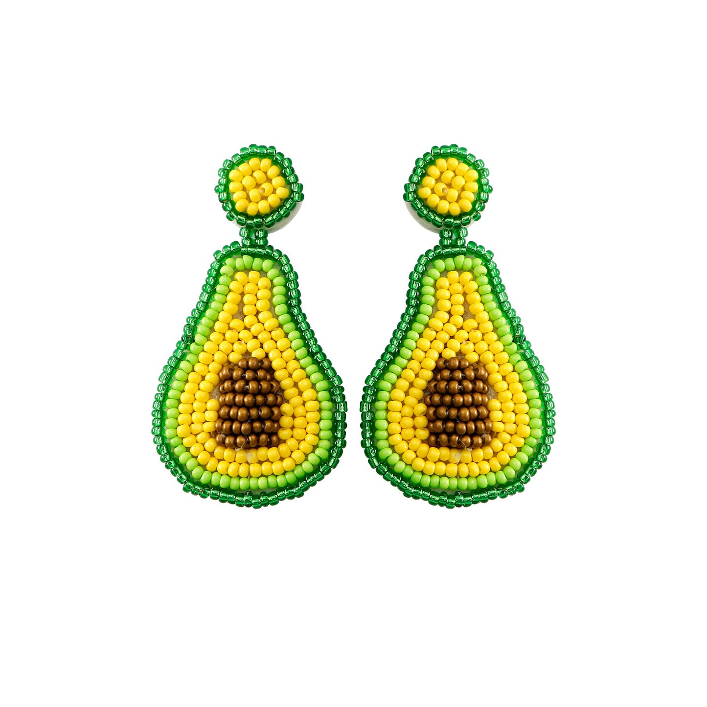 handmade avocado perler beaded earrings, mini perler bead earrings, cute perler bead earrings, beaded dangle earrings, patterns beaded earrings, handmade beaded earrings, boho beaded earrings, green beaded earrings