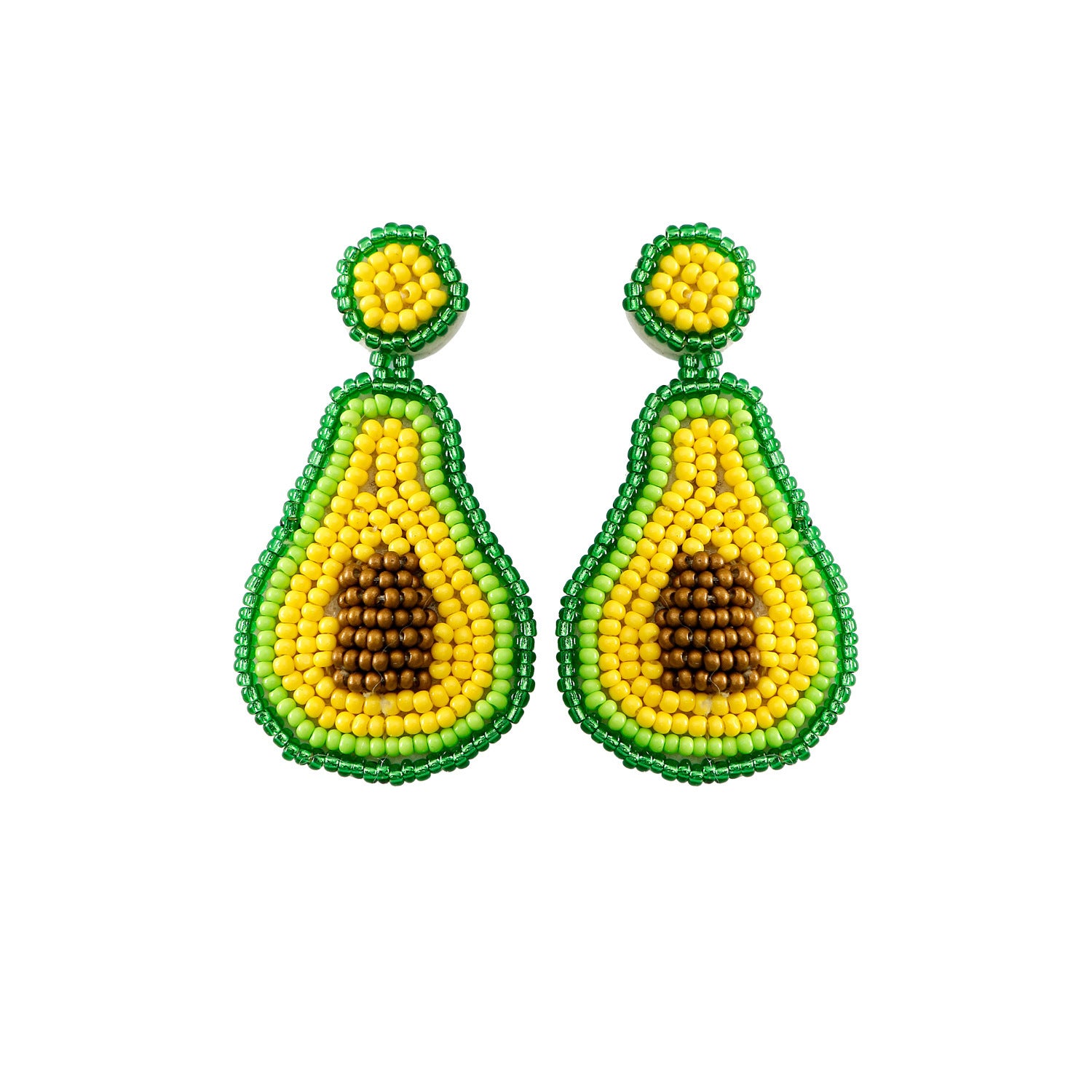 handmade avocado perler beaded earrings, mini perler bead earrings, cute perler bead earrings, beaded dangle earrings, patterns beaded earrings, handmade beaded earrings, boho beaded earrings, green beaded earrings