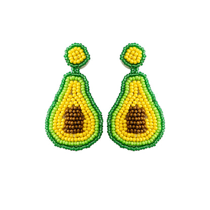 handmade avocado perler beaded earrings, mini perler bead earrings, cute perler bead earrings, beaded dangle earrings, patterns beaded earrings, handmade beaded earrings, boho beaded earrings, green beaded earrings