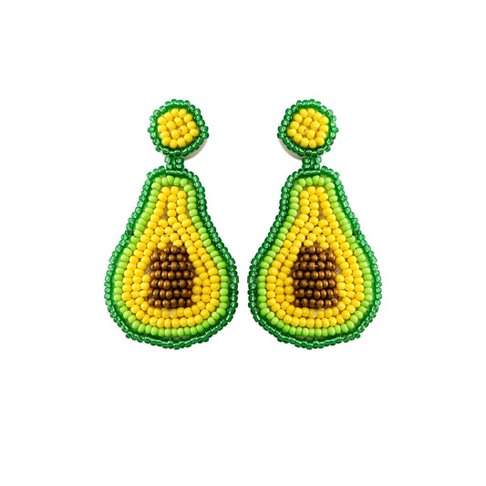 handmade avocado perler beaded earrings, mini perler bead earrings, cute perler bead earrings, beaded dangle earrings, patterns beaded earrings, handmade beaded earrings, boho beaded earrings, green beaded earrings