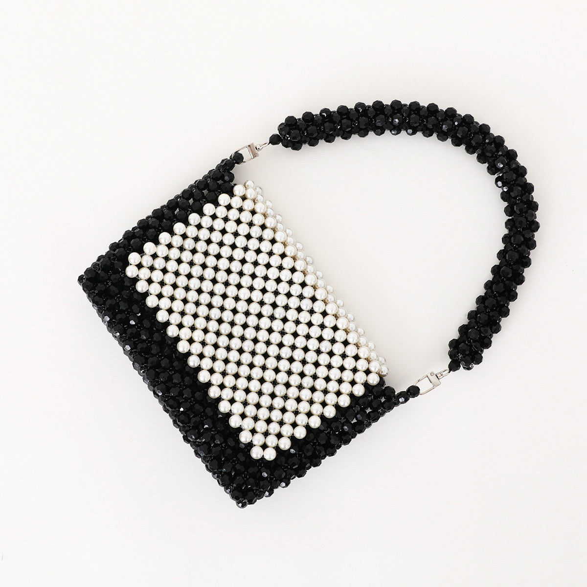 beaded handbag, beaded shoulder bag, handmade beaded bags, black beaded bag, white beaded bag