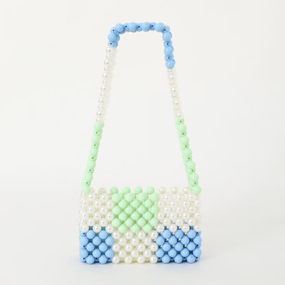 beaded shoulder bag, handmade beaded bags, small beaded bags, white beaded bag, blue beaded bag, green beaded bag