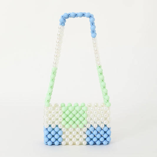 beaded shoulder bag, handmade beaded bags, small beaded bags, white beaded bag, blue beaded bag, green beaded bag