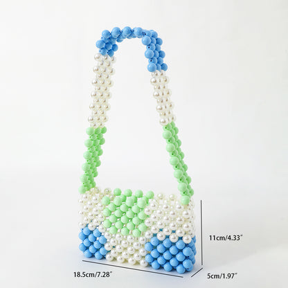 beaded shoulder bag, handmade beaded bags, small beaded bags, white beaded bag, blue beaded bag, green beaded bag