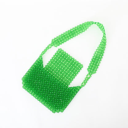 beaded shoulder bag, handmade beaded bags, green beaded bag, classic beaded bag