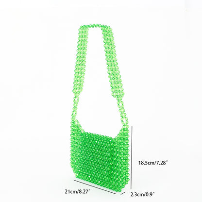 beaded shoulder bag, handmade beaded bags, green beaded bag, classic beaded bag