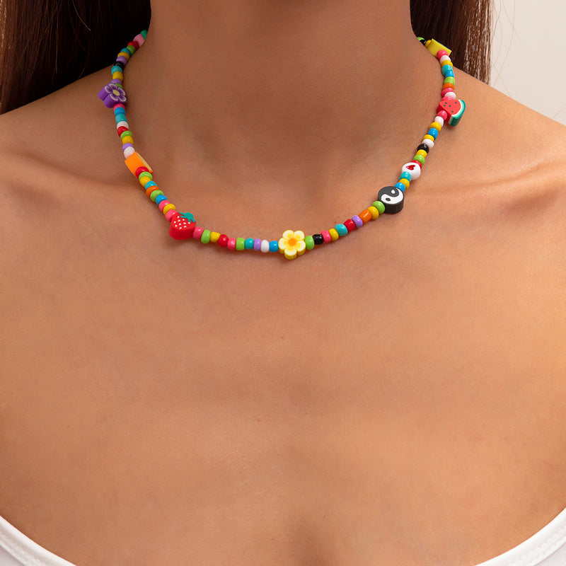 handmade colorful candy beaded choker necklace, colorful beaded necklace, seed bead necklace, bead necklace women’s, vintage beaded necklace, handmade beaded necklaces