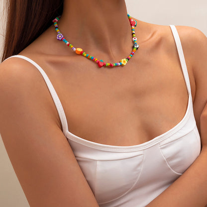 handmade colorful candy beaded choker necklace, colorful beaded necklace, seed bead necklace, bead necklace women’s, vintage beaded necklace, handmade beaded necklaces