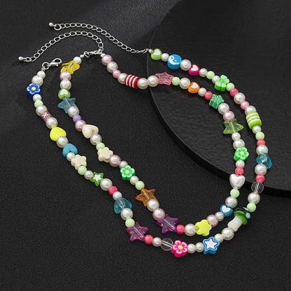 handmade double wrap colorful glass beaded choker necklace, men’s beaded necklaces, faux pearl bead necklace, colorful beaded necklace, bead necklace women’s, glass bead necklace, handmade necklaces