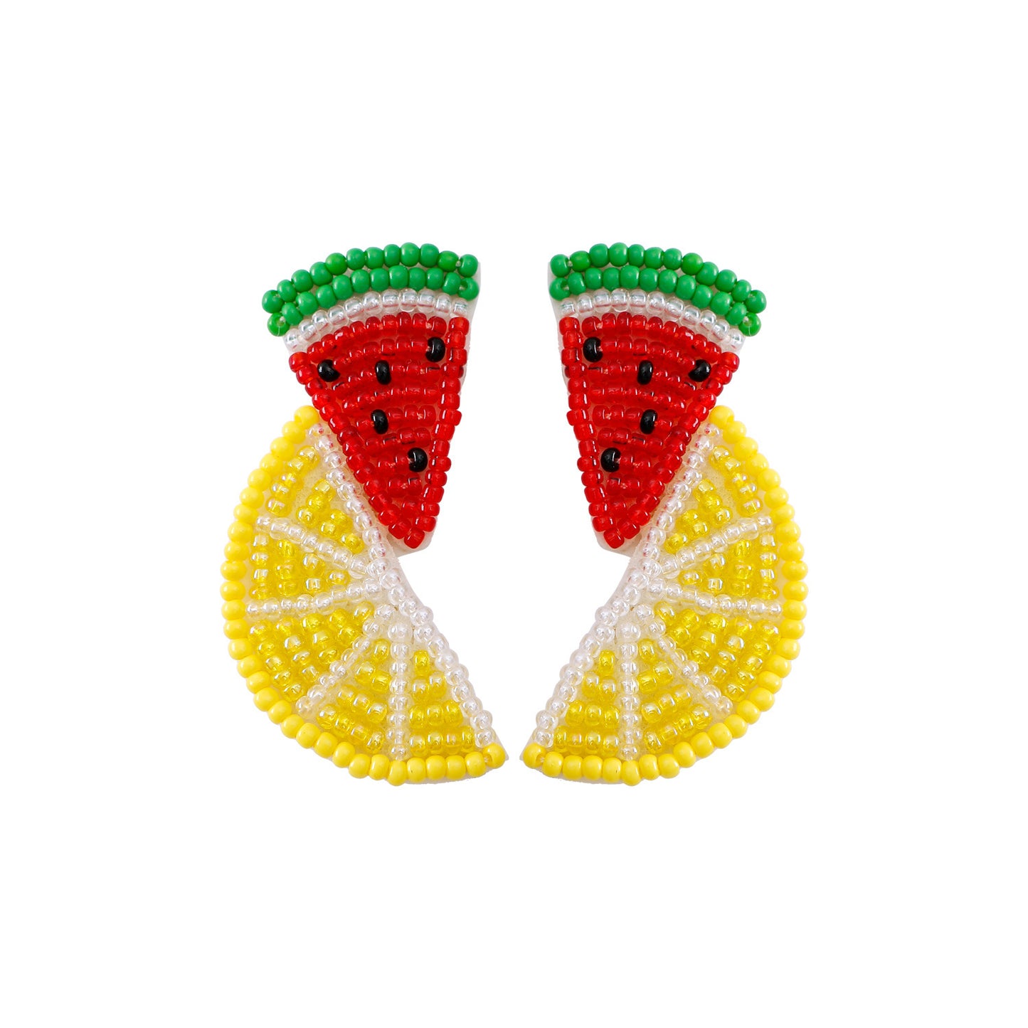 handmade fruits perler beaded earrings, mini perler bead earrings, cute perler bead earrings, beaded dangle earrings, patterns beaded earrings, handmade beaded earrings, boho beaded earrings