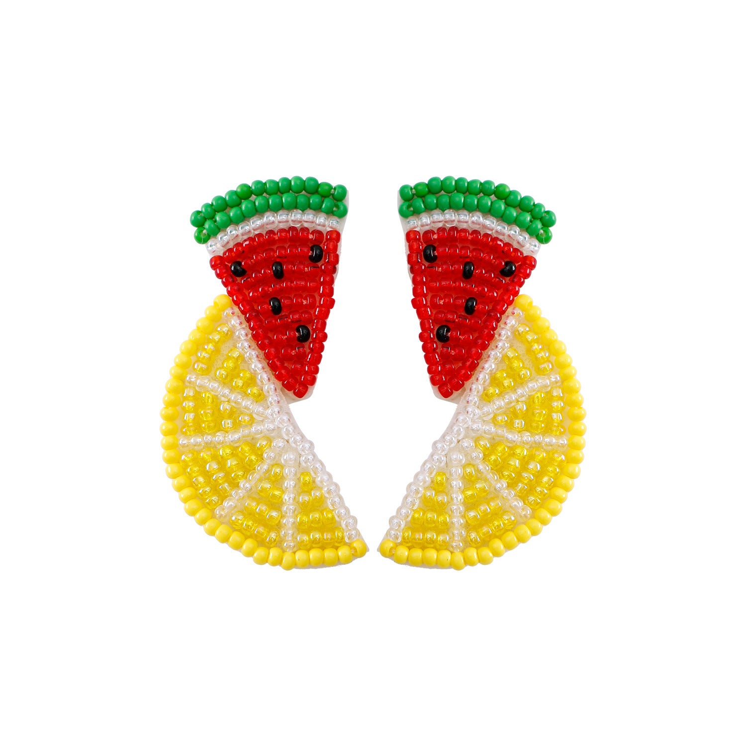 handmade fruits perler beaded earrings, mini perler bead earrings, cute perler bead earrings, beaded dangle earrings, patterns beaded earrings, handmade beaded earrings, boho beaded earrings