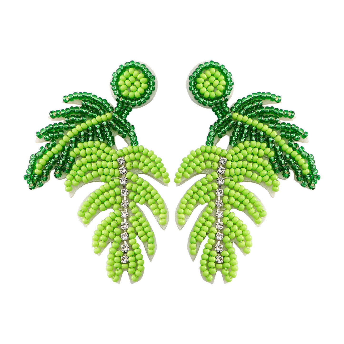 handmade leaf perler beaded earrings, mini perler bead earrings, cute perler bead earrings, beaded dangle earrings, patterns beaded earrings, handmade beaded earrings, boho beaded earrings, green beaded earrings