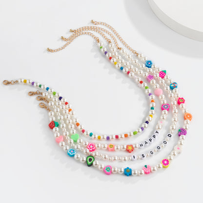 handmade multi wrap colorful fruits beaded choker necklace, faux pearl bead necklace, colorful beaded necklace, bead necklace women’s, glass bead necklace, handmade necklaces, beaded flower necklace, seed bead necklace