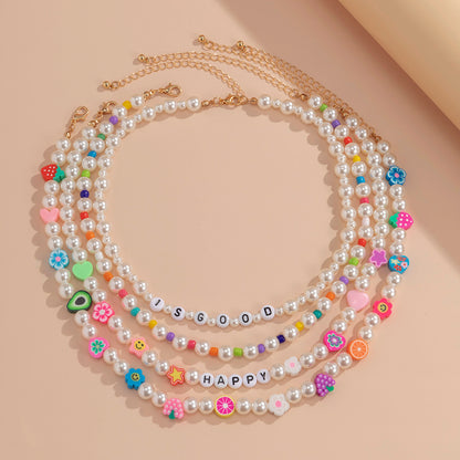 handmade multi wrap colorful fruits beaded choker necklace, faux pearl bead necklace, colorful beaded necklace, bead necklace women’s, glass bead necklace, handmade necklaces, beaded flower necklace, seed bead necklace