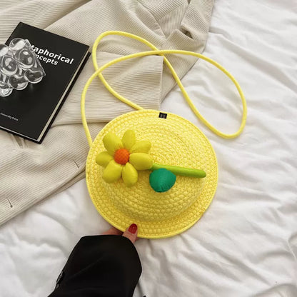 handmade round-shaped flower knitting shoulder bag, knit crossbody bag, knitted beach bag, vintage knitting bag, small knitting bag, crochet knitting bag, handmade knitting bags