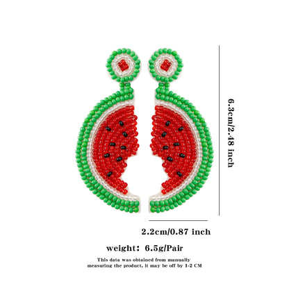 Handmade Watermelon Perler Beaded Earrings